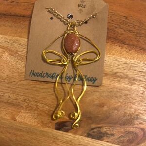 Gold and Brown Artistic Movement Necklace - Jellyfish